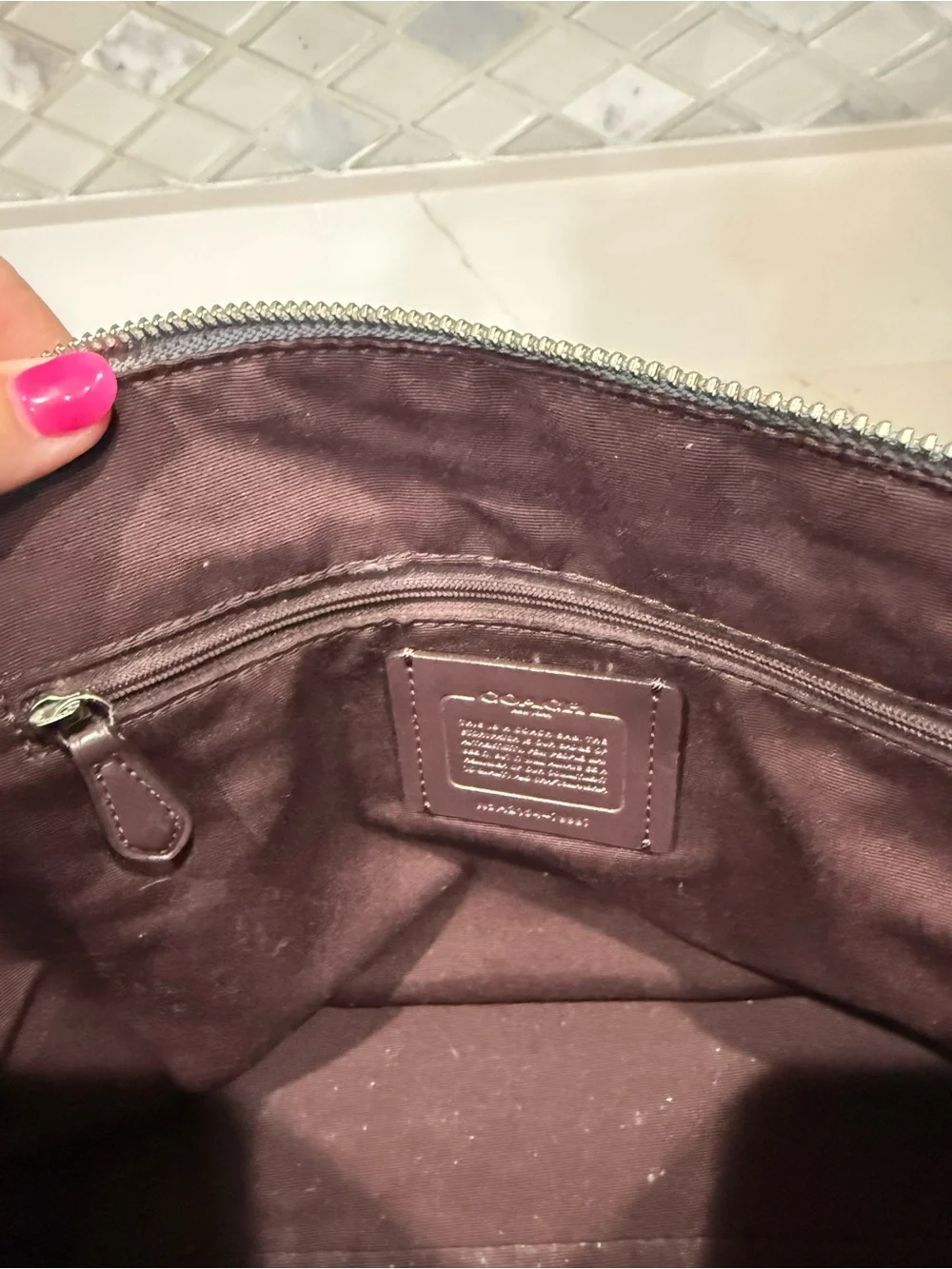 Coach Gray Pebbled Satchel Top Handle Bag w/ Detachable Strap & Wristlet